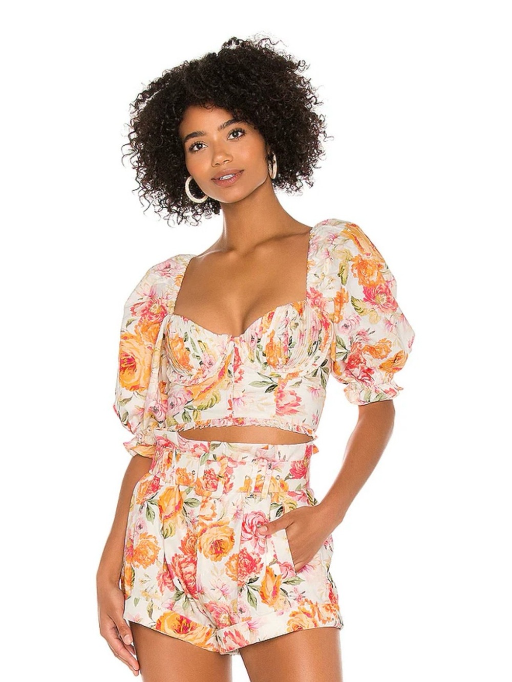 For Love And Lemons PEONY PLEATED LINEN SHORT, Sz M - Picture 2 of 16